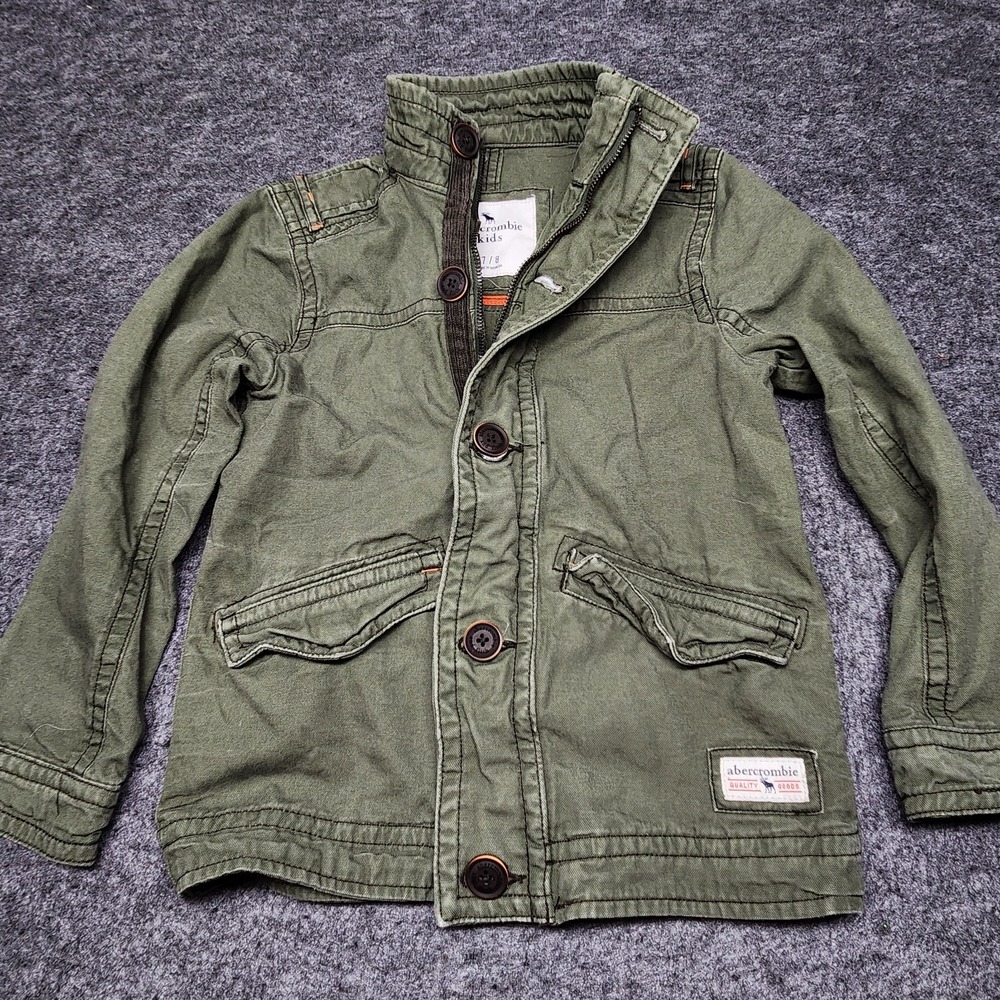 Abercrombie & Fitch Kids Olive Green Military Style Utility Field Jacket 7/8